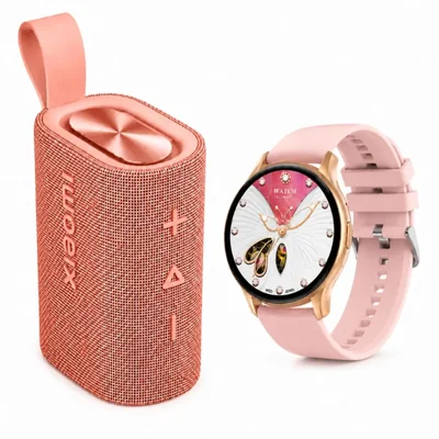 BOCINA XIAOMI SOUND POCKET ROSA CON SMARTWATCH G-TIDE R5 DORADA