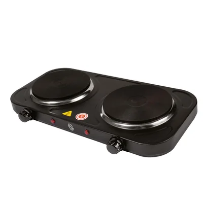 Parrilla Eléctrica 2 Quemadores de Disco, 2000 W Color Negro