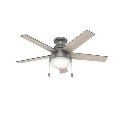 Ventilador de Techo Hunter 59270 46 pulgadas Anslee 5 Aspas con Luz Plata ALBY