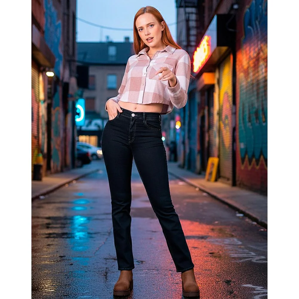 Jeans Mujer Basico Regular Negro Oggi Atraction 59105657