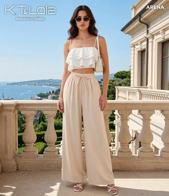 Pantalones Holgados De Algodón Fresco Con Cordón Comodo Moda