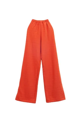 Pantalón Recto A ÁNGELOZANO Naranja de Lino Premium Estilo Elegante
