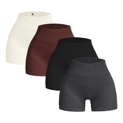 4 Piezas Shorts Deportivos para Mujer de Tiro Alto, Ajuste Cómodo para Yoga, Gimnasio, Fitness y Ejercicio