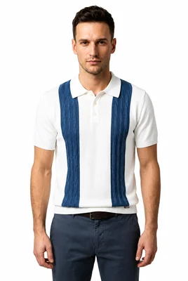 PLAYERA POLO DE PUNTO | BLANCO/AZUL