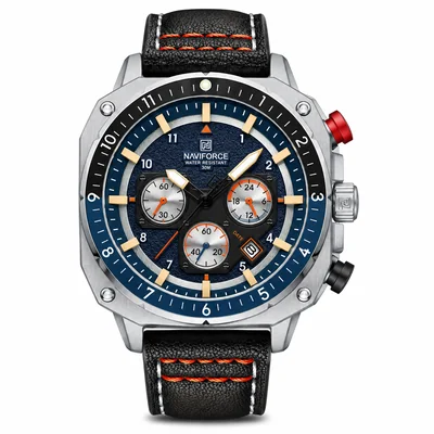 Reloj multifuncional cronógrafo de piel resistente al agua para hombre NAVIFORCE