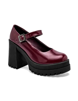 TACONES PARA MUJER COLOR VINO PARA EXTERIOR