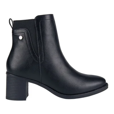 Bota de mujer, casual, con tacón ancho y medio, acabado napa, color negro, mod. 1345095