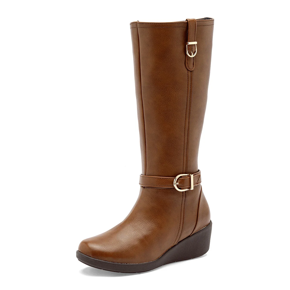 Botas altas de mujer con cuña color café