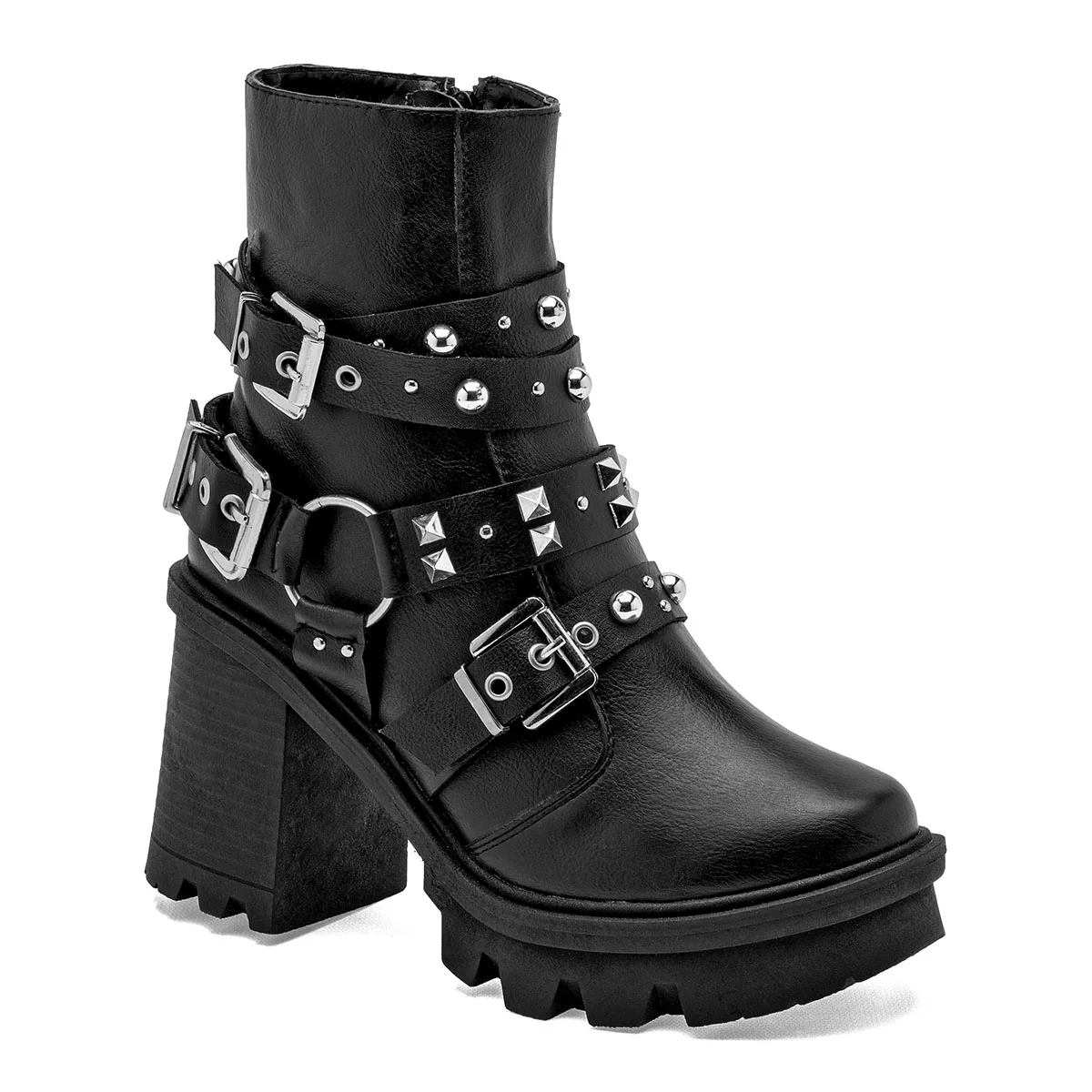 Botas Negras con Hebillas y Tachuelas