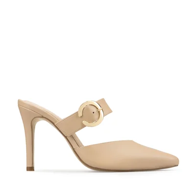 Zapatillas De Tacón Davenia De Piel Para Dama Mod. Milana Nude
