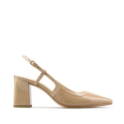 Zapatillas De Tacón Davenia De Piel Para Dama Mod. Liliana Beige
