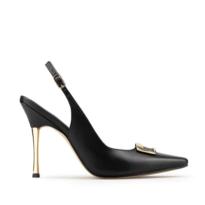 Zapatillas De Tacón Davenia De Piel Para Dama Mod. Carmen Negro