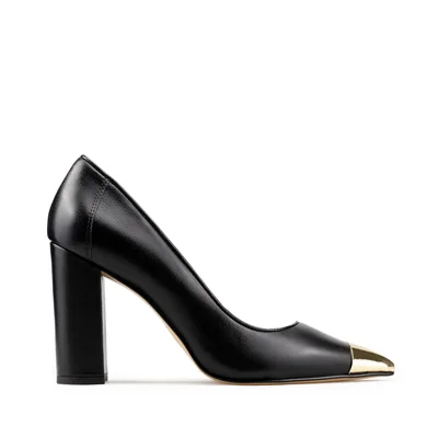 Zapatillas De Tacón Davenia De Piel Para Dama Mod. Jazmín Negro