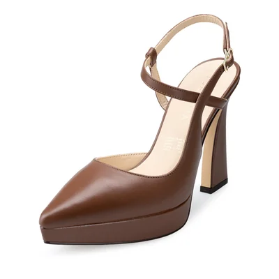 Zapatillas De Tacón Davenia De Piel Para Dama Mod. Celeste Tostado
