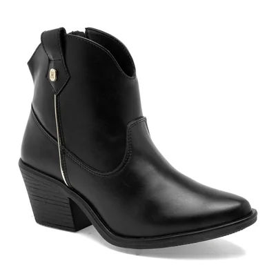 Botín estilo vaquero negro con tacón