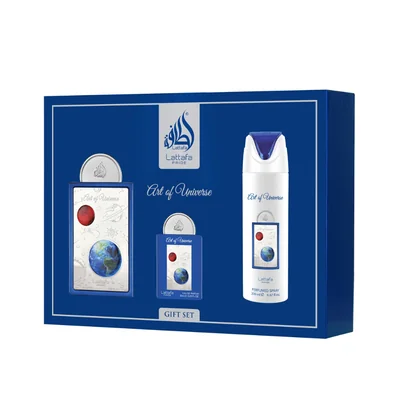 Set de Fragancias Lattafa Pride Art of Universe Unisex 3 Piezas EDP 100ml + EDP 20ml + Spray 200ml