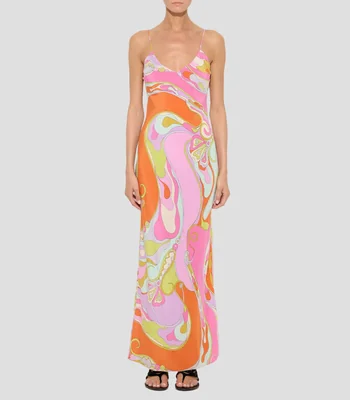 Vestido largo estampado Mujer