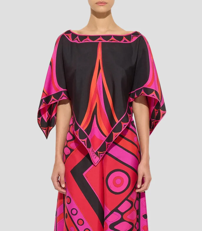 Blusa estampada manga corta Mujer