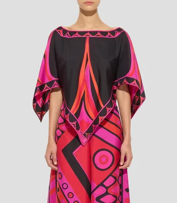Blusa estampada manga corta Mujer