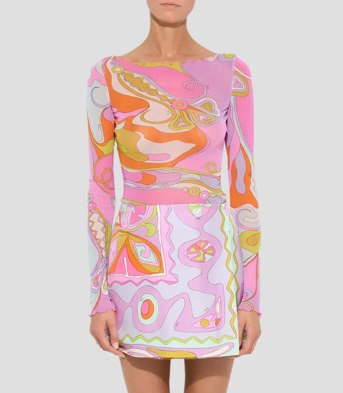 Blusa estampada manga larga Mujer