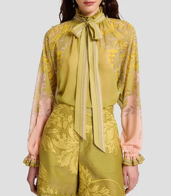 Blusa estampada manga larga Mujer