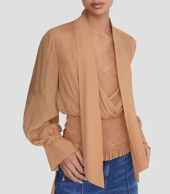 Blusa lisa manga larga Mujer