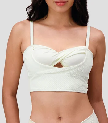 Bikini top liso con textura Mujer