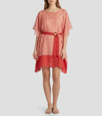 Kaftan estampado manga corta Mujer