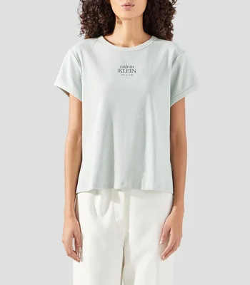 Playera cuello redondo manga corta lisa Mujer