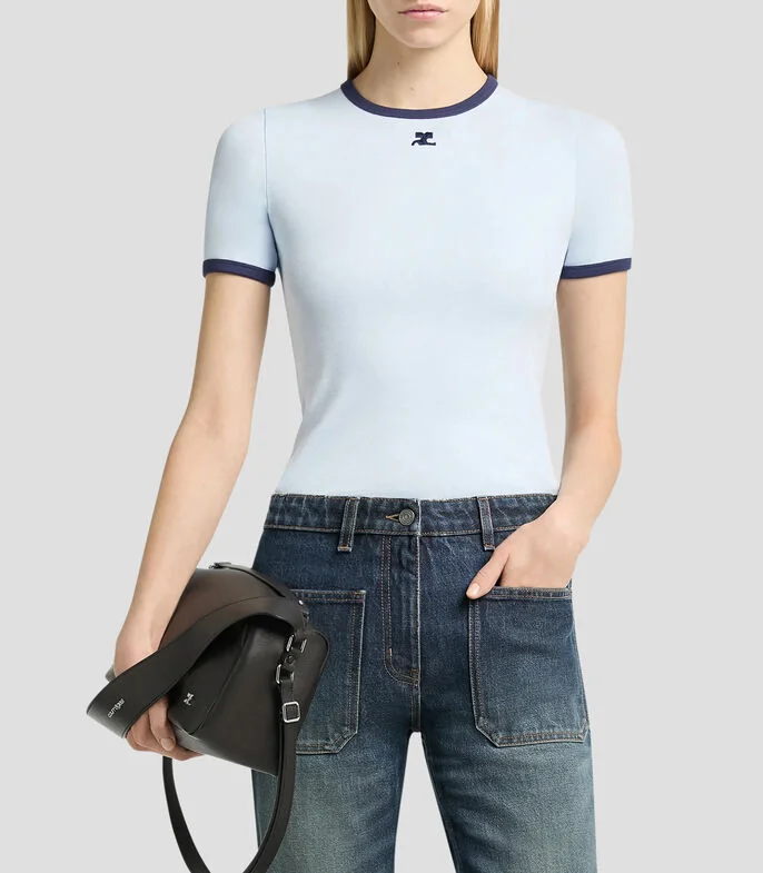 Playera cuello redondo manga corta lisa Mujer