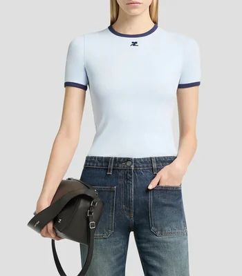 Playera cuello redondo manga corta lisa Mujer