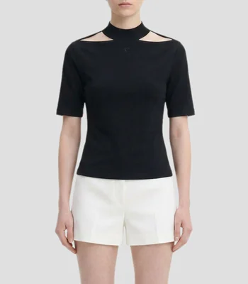 Playera cuello redondo manga corta lisa Mujer