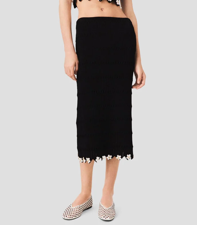 Falda midi corte recto microdiseño Mujer