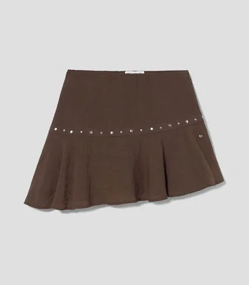 Falda corta de corte asimétrico lisa Mujer