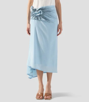 Falda midi de corte regular lisa Mujer