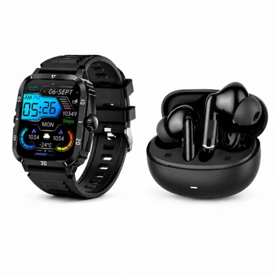 SMARTWATCH FUTUREM K71 ESTILO MILITAR CON AUDIFONOS G-TIDE L42 NEGRO
