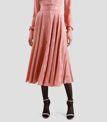 Falda midi de corte recto con monogram Mujer