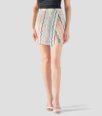 Falda mini de corte recto con rayas Mujer