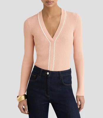 Suéter cuello V Mujer