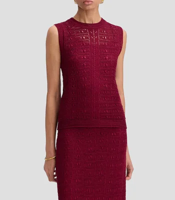 Top tricot sólido sin mangas Mujer