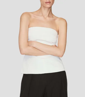 Top cuello strapless manga sin mangas liso Mujer