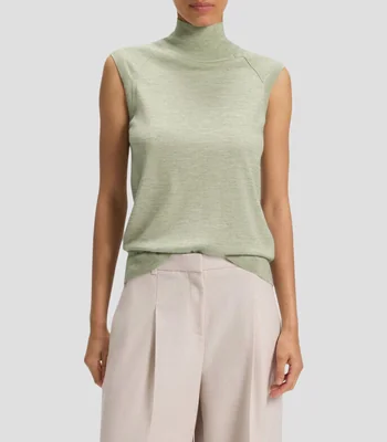 Top cuello alto sin mangas jaspeado Mujer