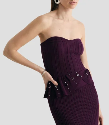 Top cuello strapless sin mangas fantasía Mujer
