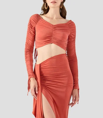 Top liso manga larga Mujer