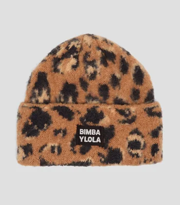 Gorro en tejido de punto leopardo Mujer