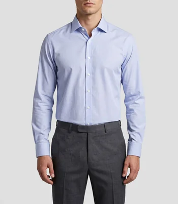 Camisa Oxford con microdiseños manga larga Hombre