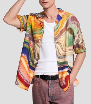 Camisa estampada manga corta Hombre