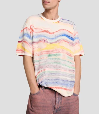 Playera cuello redondo manga corta estampada Hombre