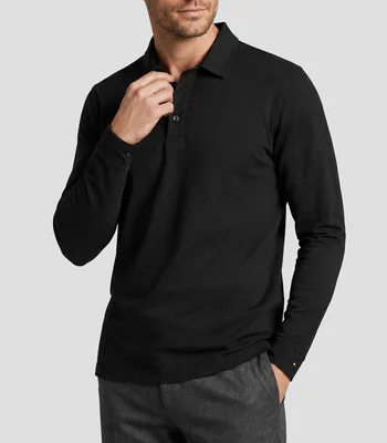 Playera tipo polo manga larga lisa Hombre