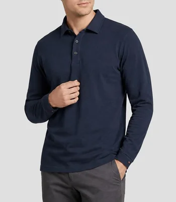 Playera tipo polo manga larga lisa Hombre